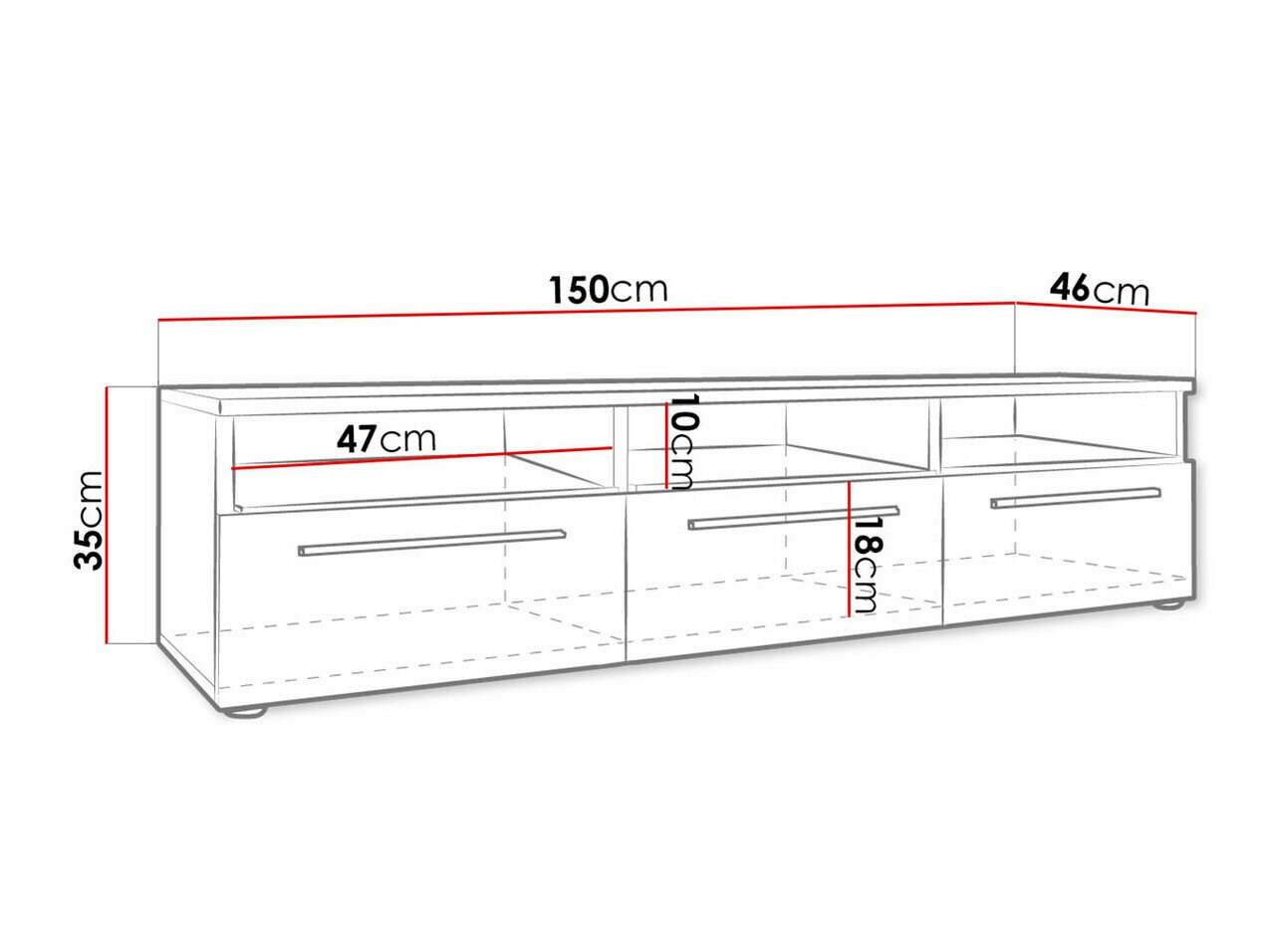 TV-bord Nashville 100 (Hvid + Blank sort)