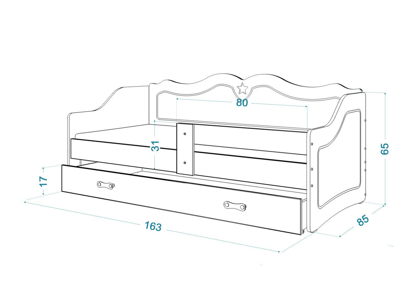 Seng Aurora 148 (Hvid + Grå)