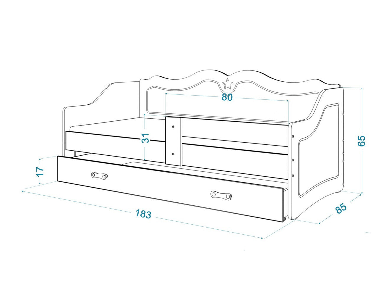 Seng Aurora 148 (Hvid + Grå)