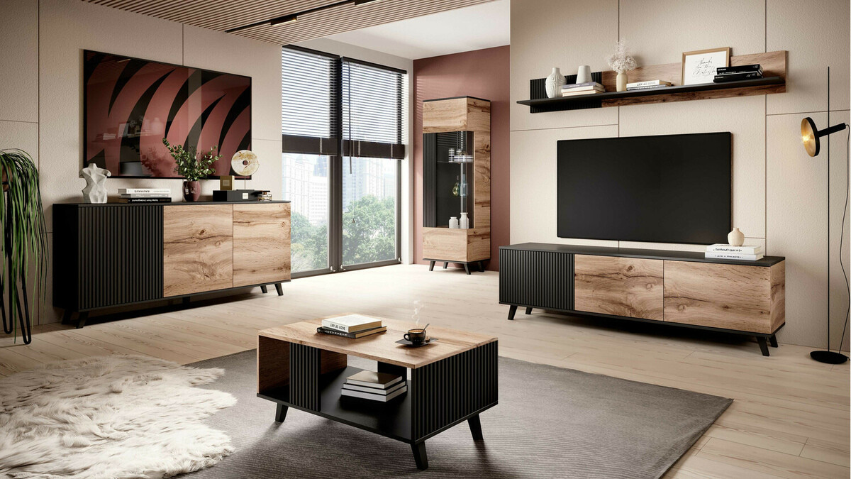 TV-bord Luelia 115 (Sort + Wotan eg)