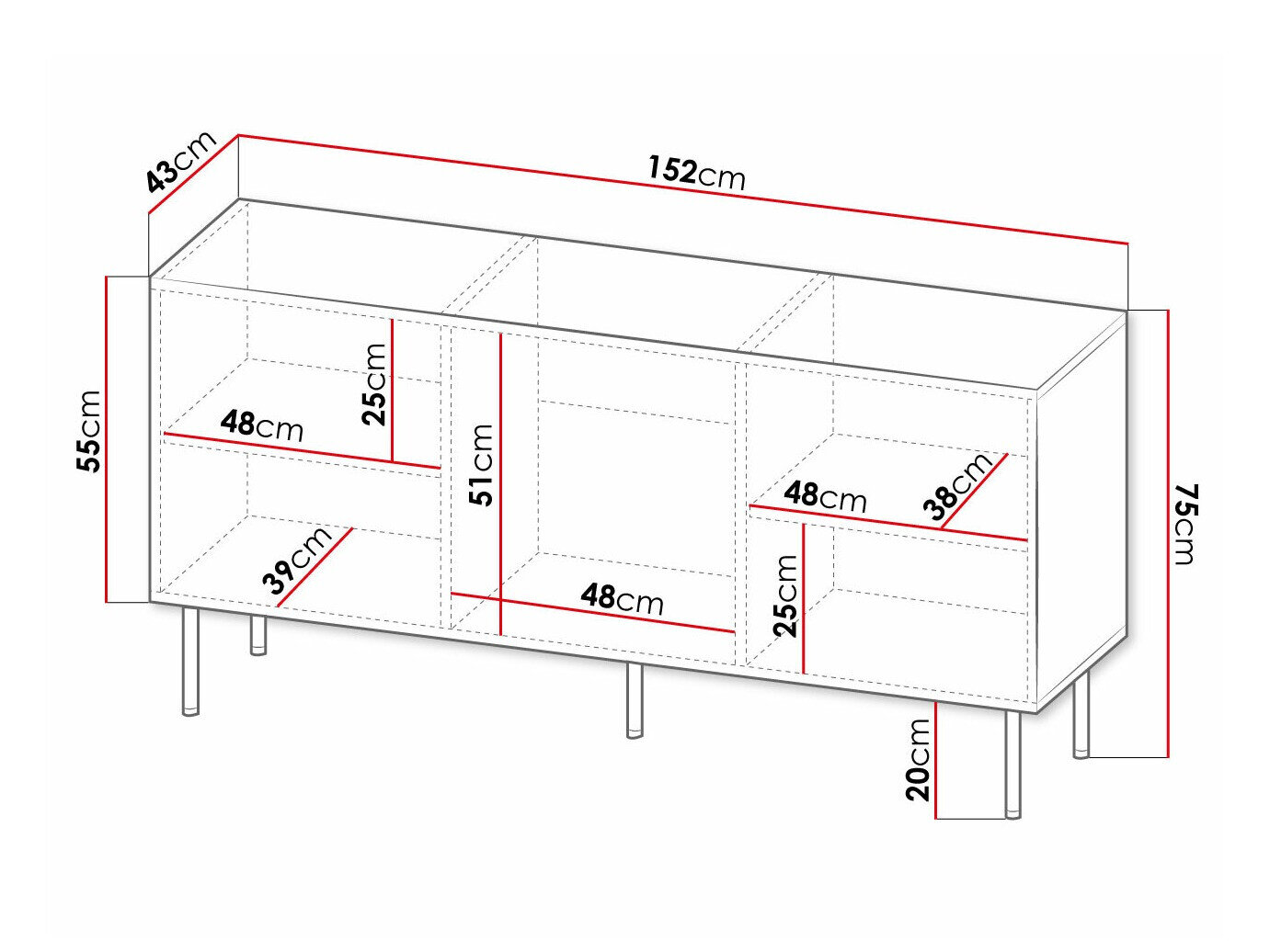 Skænk Charlotte 169 (Hvid + Sort)