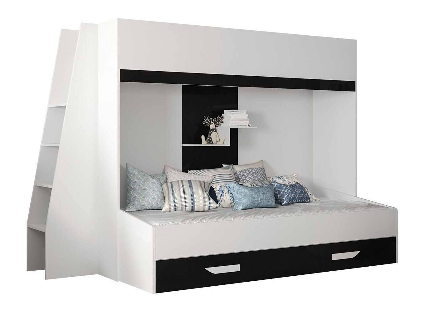 Køjeseng Hartford 357 (Hvid + Blank sort + Glansfuld hvid)