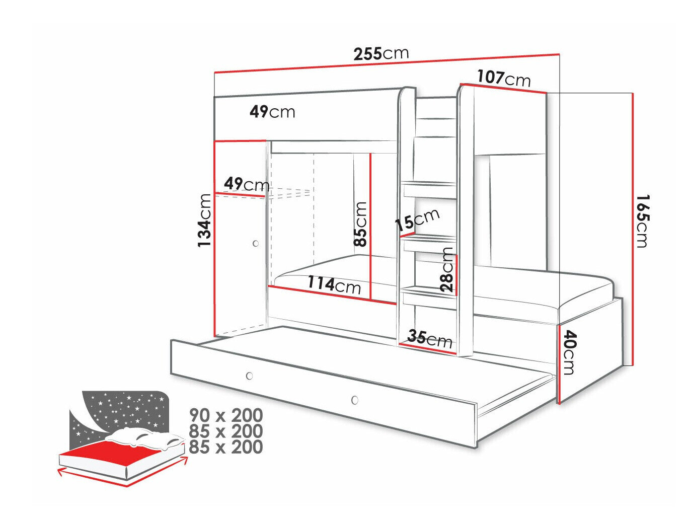 Køjeseng Hartford 360 (Artisan eg + Hvid)