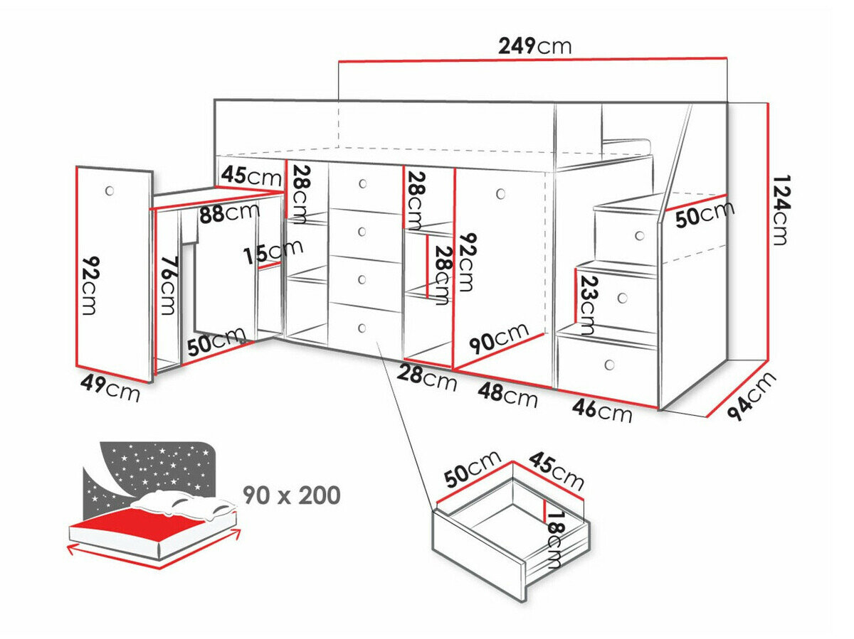 Køjeseng Hartford 361 (Artisan eg + Hvid)