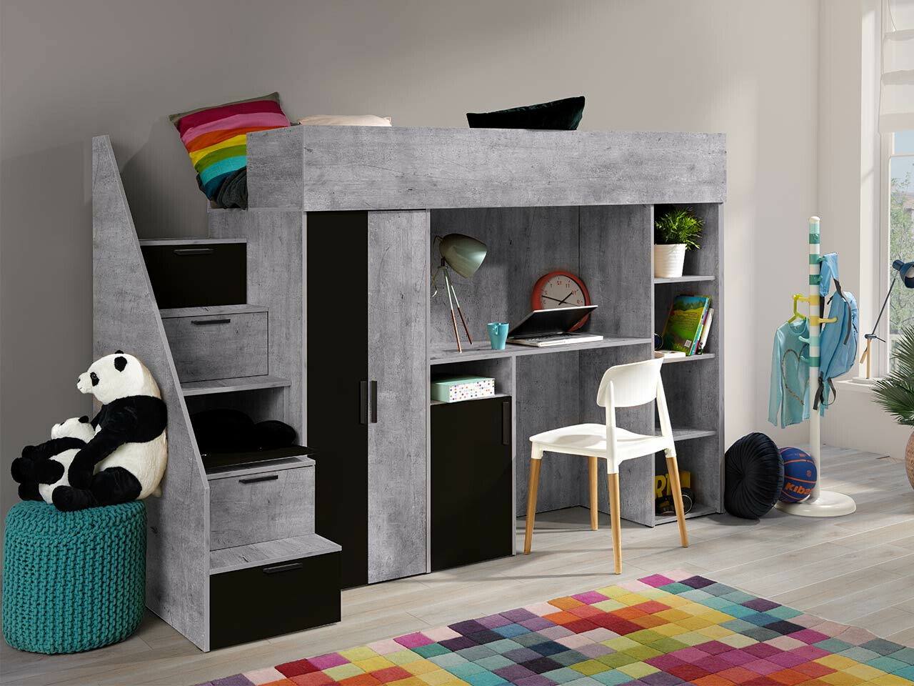 Køjeseng Hartford 365 (Beton + Sort)