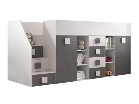 Køjeseng Hartford 366 (Hvid + Gloss grå + Glansfuld hvid)