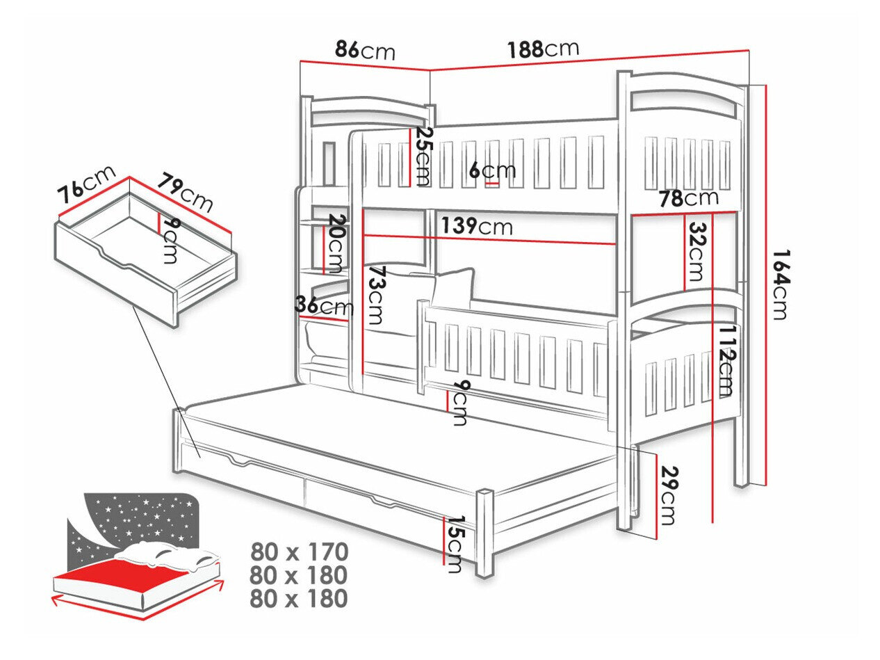 Køjeseng Vista 119 (Hvid)