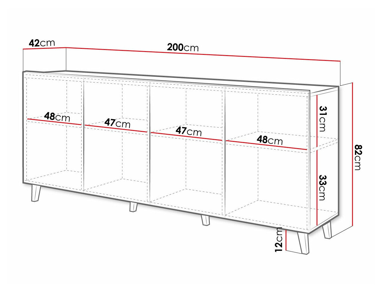 Skænk Charlotte 175 (Sort)