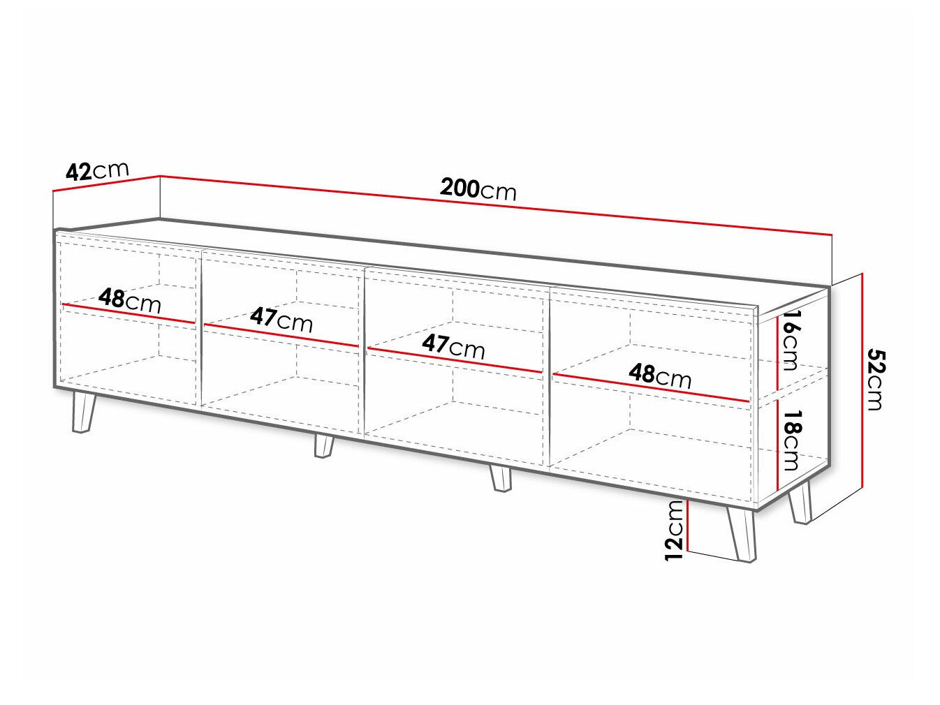 TV-bord Charlotte 174 (Sort)