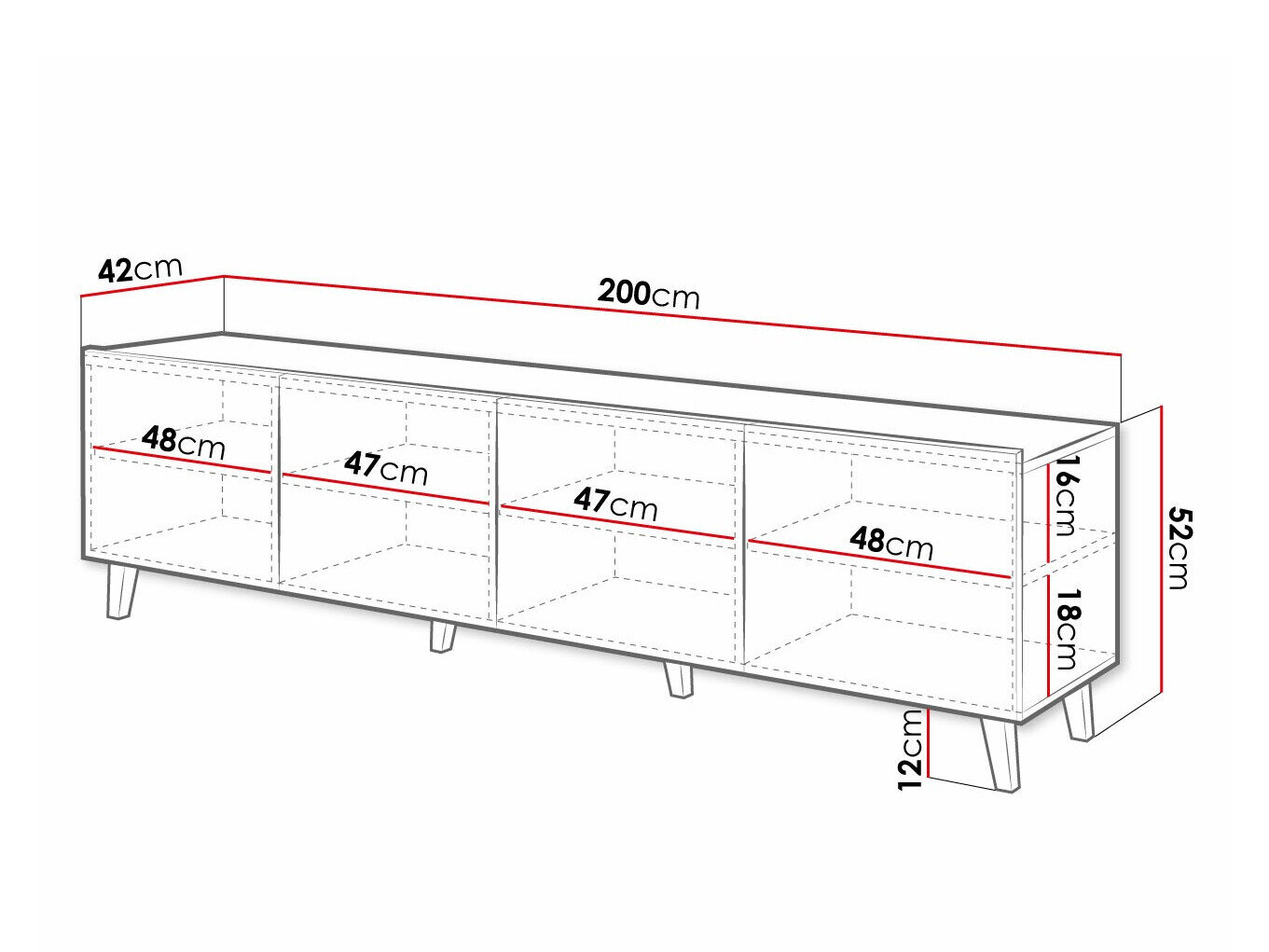 TV-bord Charlotte 176 (Hvid)