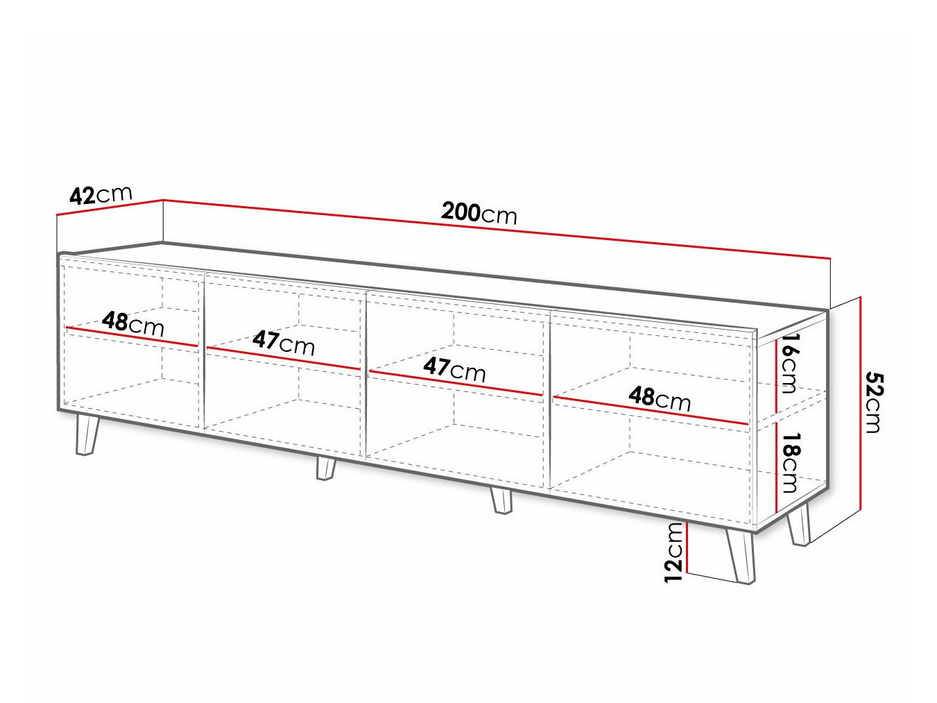 TV-bord Charlotte 176 (Sort)