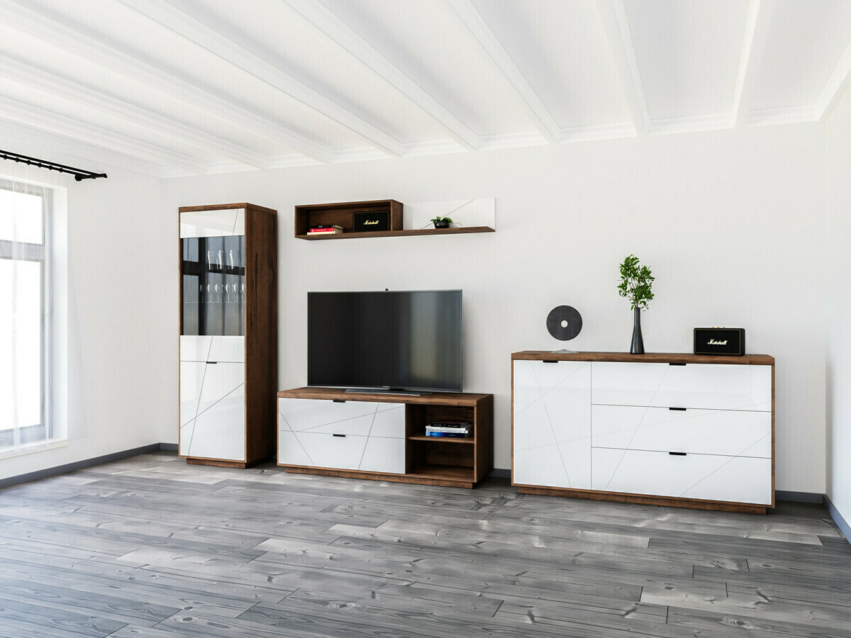 Kommode Fivale 100 (Mørk Delano eg + Glansfuld hvid)