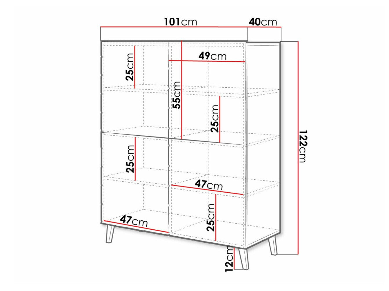 Skænk Charlotte 179 (Hvid + Glansfuld hvid)