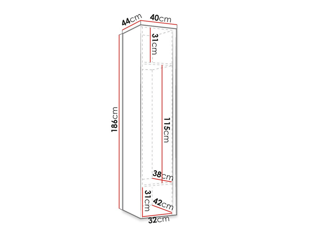 Garderobeskab Hartford 370 (Artisan eg + Sort)