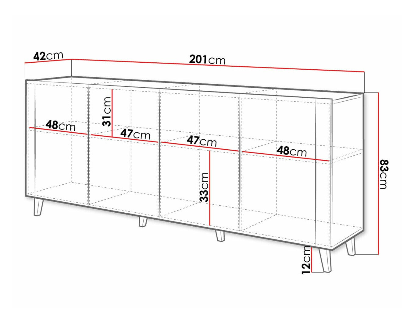 Skænk Charlotte 183 (Hvid + Craft egetræ)
