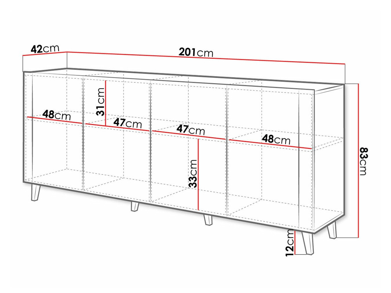 Skænk Charlotte 183 (Sort + Craft egetræ)