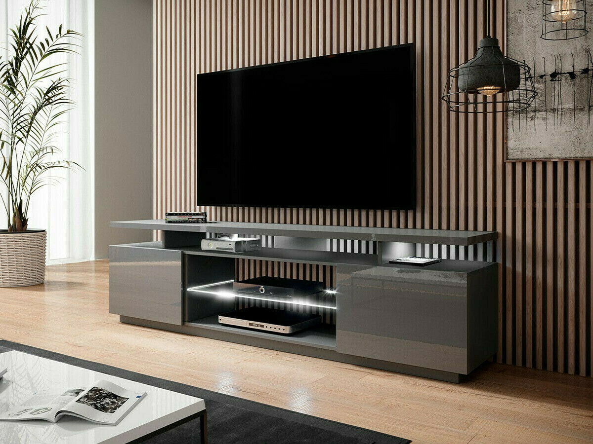 TV-bord Figura (Grå + Gloss grå)