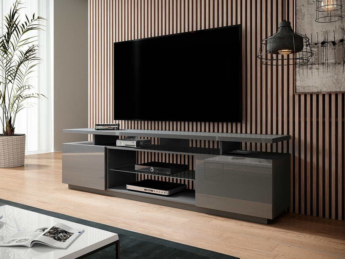 TV-bord Figura (Grå + Gloss grå)