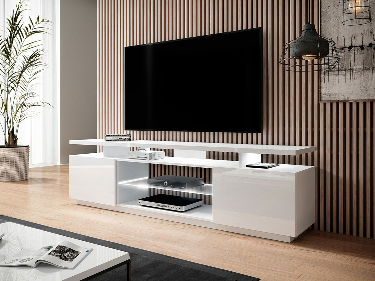 TV-bord Figura (Hvid + Glansfuld hvid)