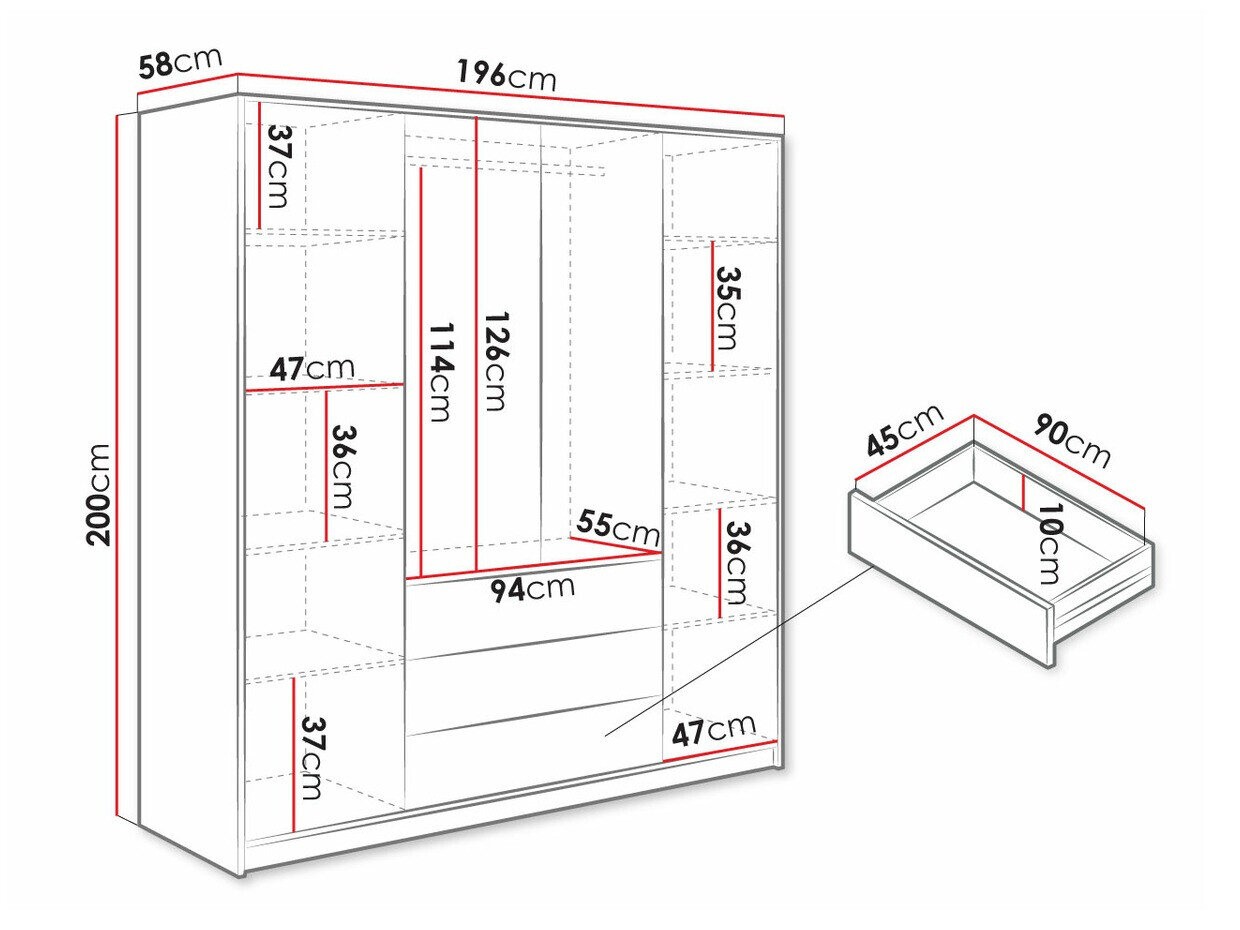 Garderobeskab Honolulu 252 (Sort + Gylden)