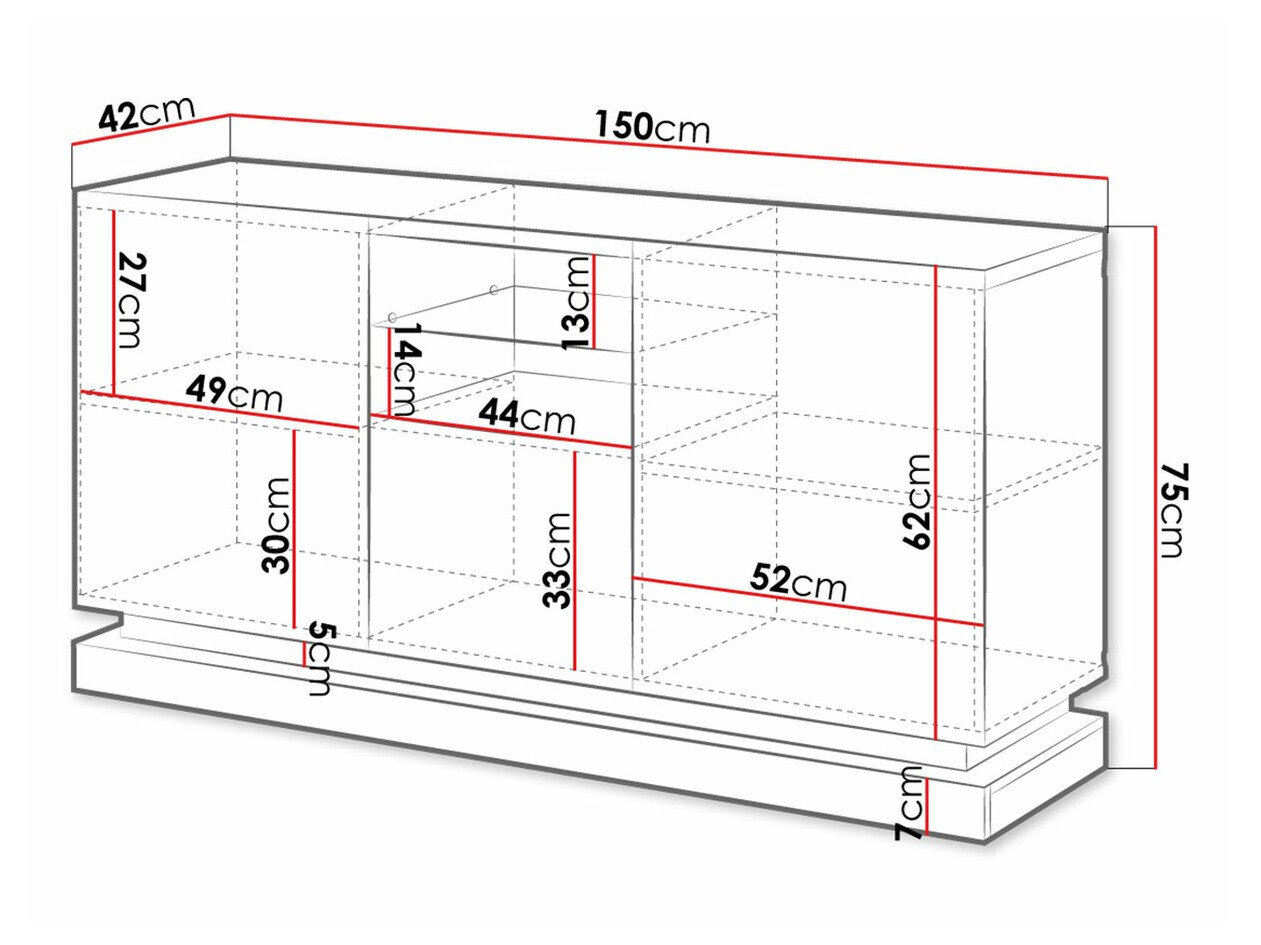 Skænk Charlotte 186 (Hvid + Glansfuld hvid)