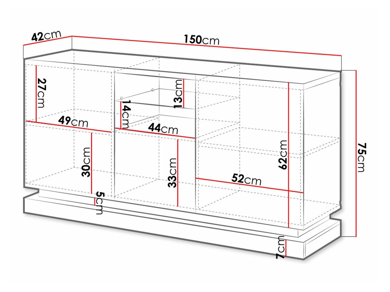 Skænk Charlotte 186 (Hvid + Glansfuld hvid)