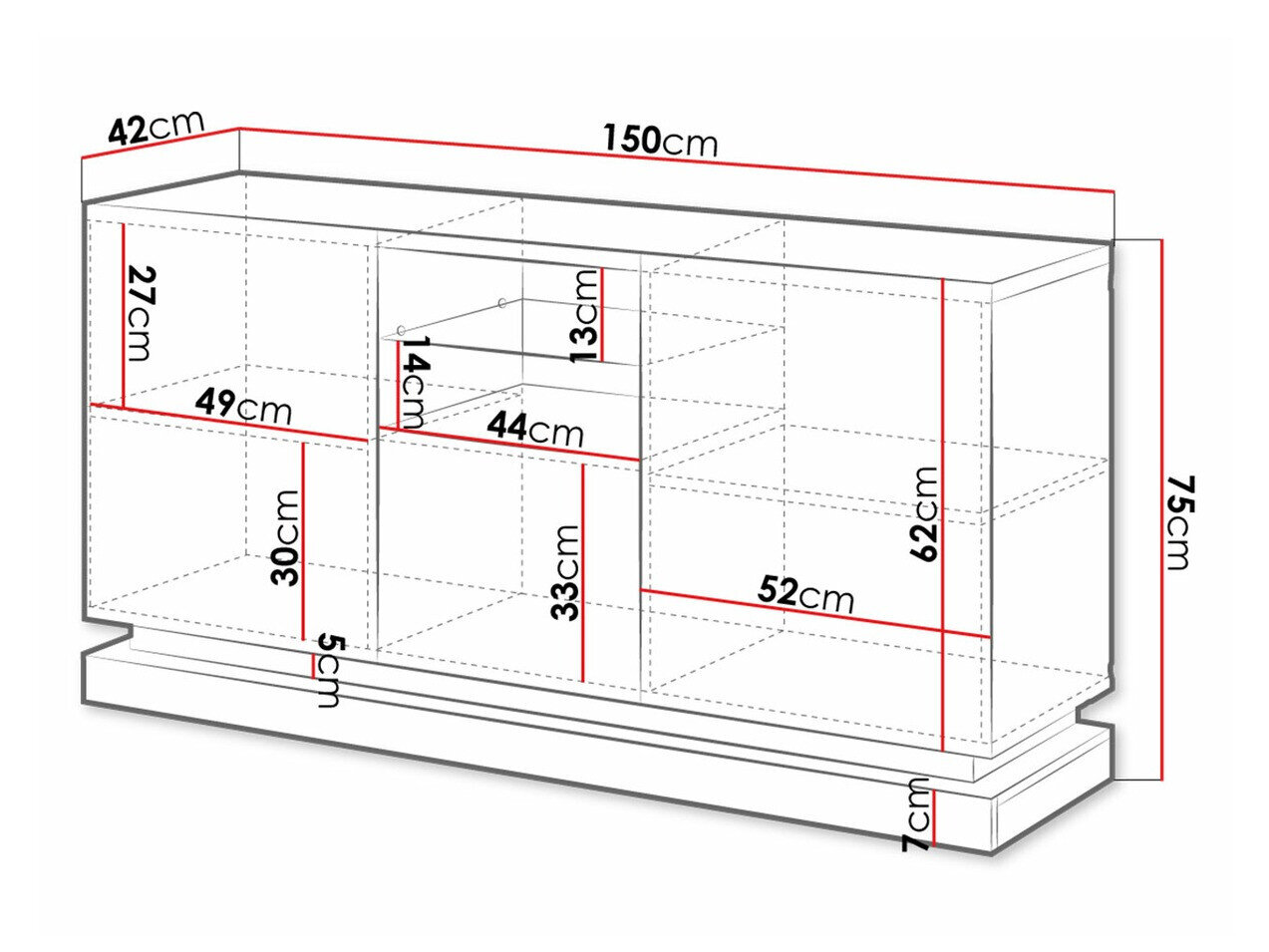 Skænk Charlotte 186 (Sort + Blank sort)