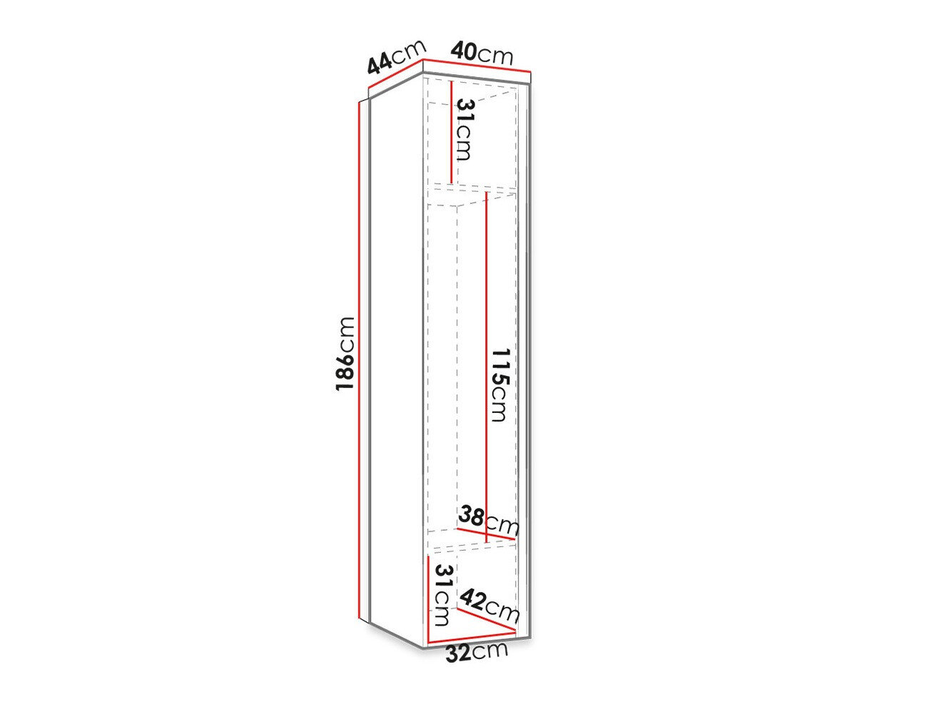Garderobeskab Hartford 393 (Sort)