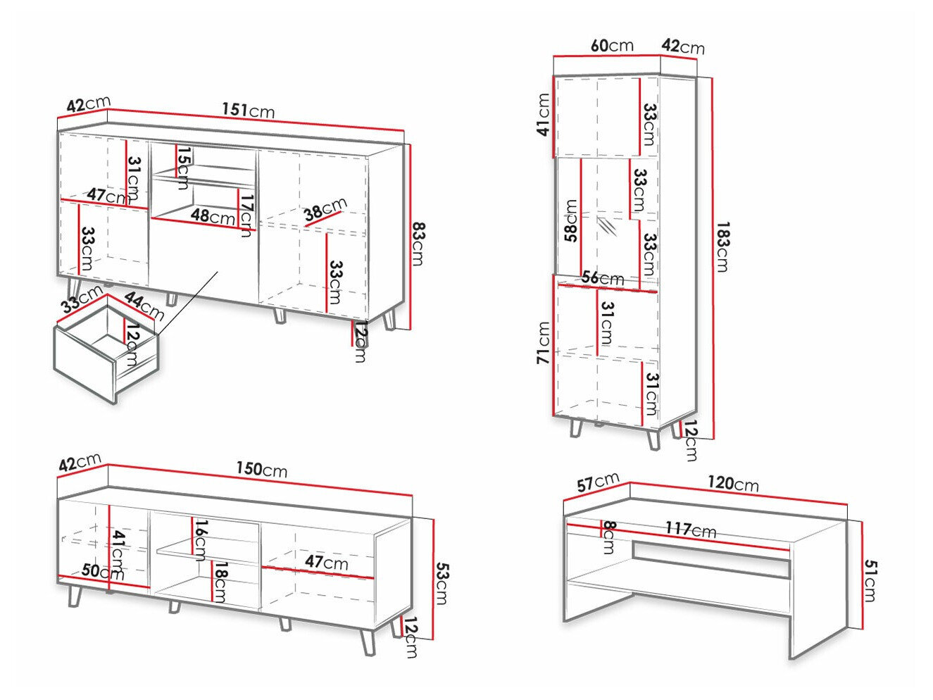 Stuemøbelsæt Levmari 109 (Hvid)