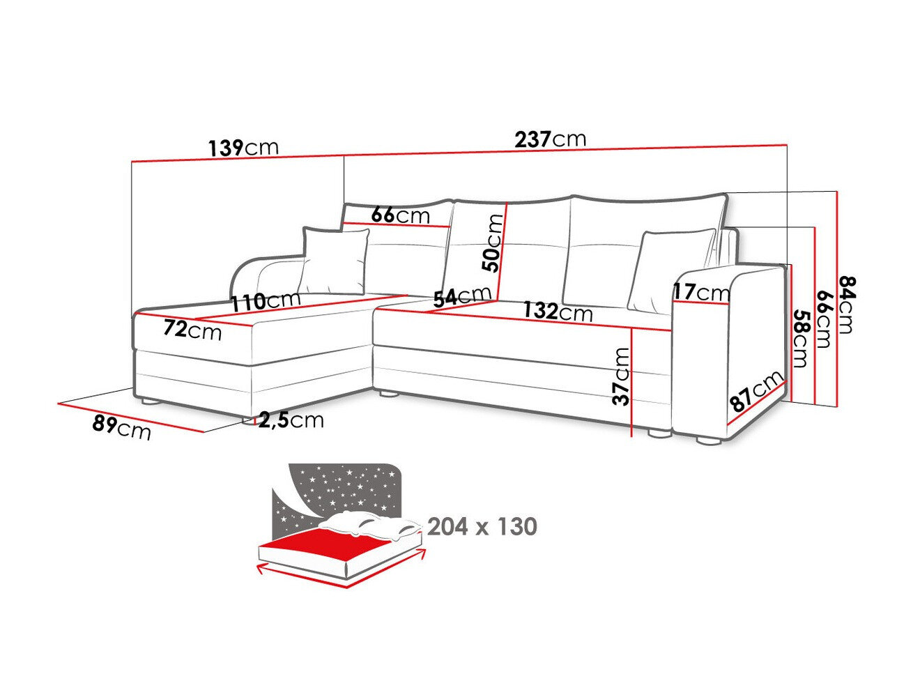 Hjørnesofa Memphis 112 (Lux 06 + Lux 01)