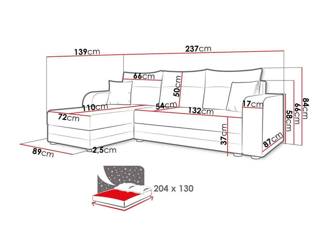 Hjørnesofa Memphis 112 (Lux 23 + Lux 01)