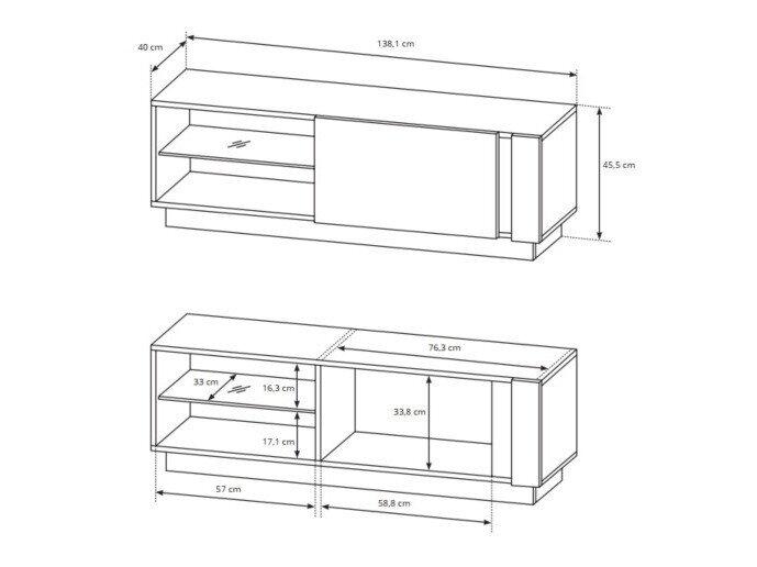 Stuemøbelsæt Novbela 113 (Hvid + Glansfuld hvid + Grandson eg)