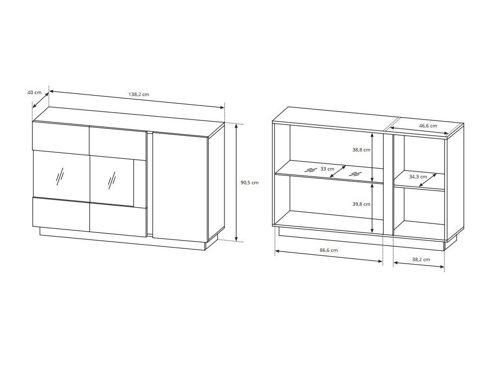 Stuemøbelsæt Novbela 113 (Hvid + Glansfuld hvid + Grandson eg)