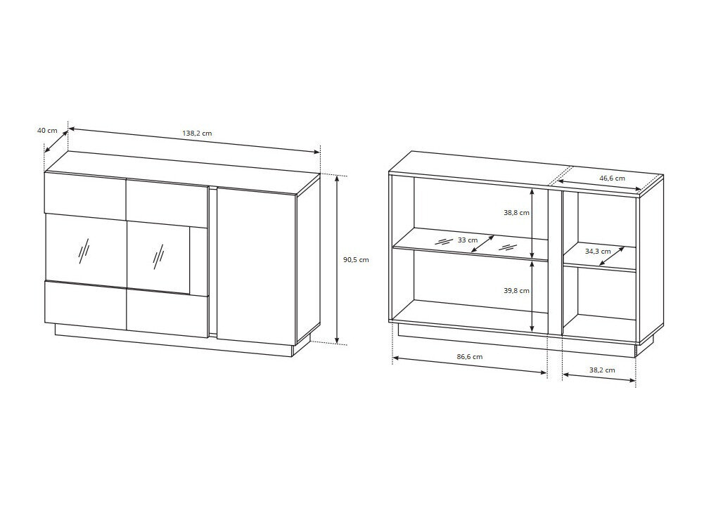 Stuemøbelsæt Novbela 114 (Hvid + Glansfuld hvid + Grandson eg)