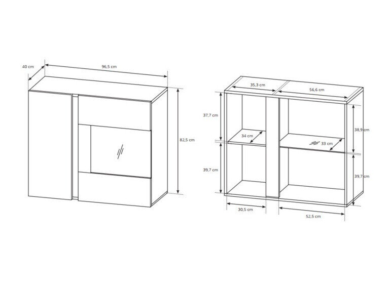 Stuemøbelsæt Novbela 114 (Hvid + Glansfuld hvid + Grandson eg)