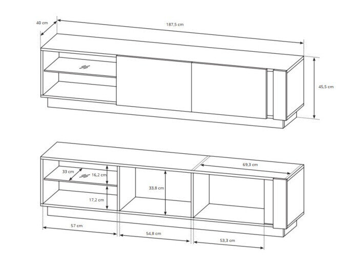 Stuemøbelsæt Novbela 114 (Hvid + Glansfuld hvid + Grandson eg)