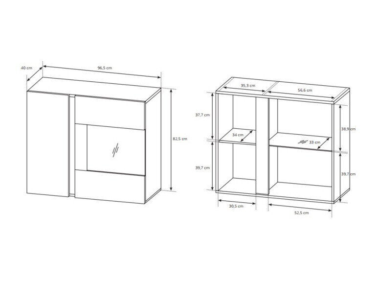 Stuemøbelsæt Novbela 114 (Hvid + Glansfuld hvid + Grandson eg)