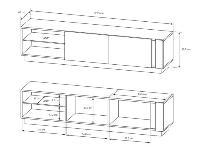 Stuemøbelsæt Novbela 114 (Hvid + Glansfuld hvid + Grandson eg)