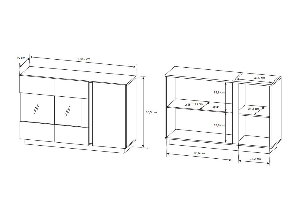 Stuemøbelsæt Novbela 114 (Hvid + Glansfuld hvid + Grandson eg)