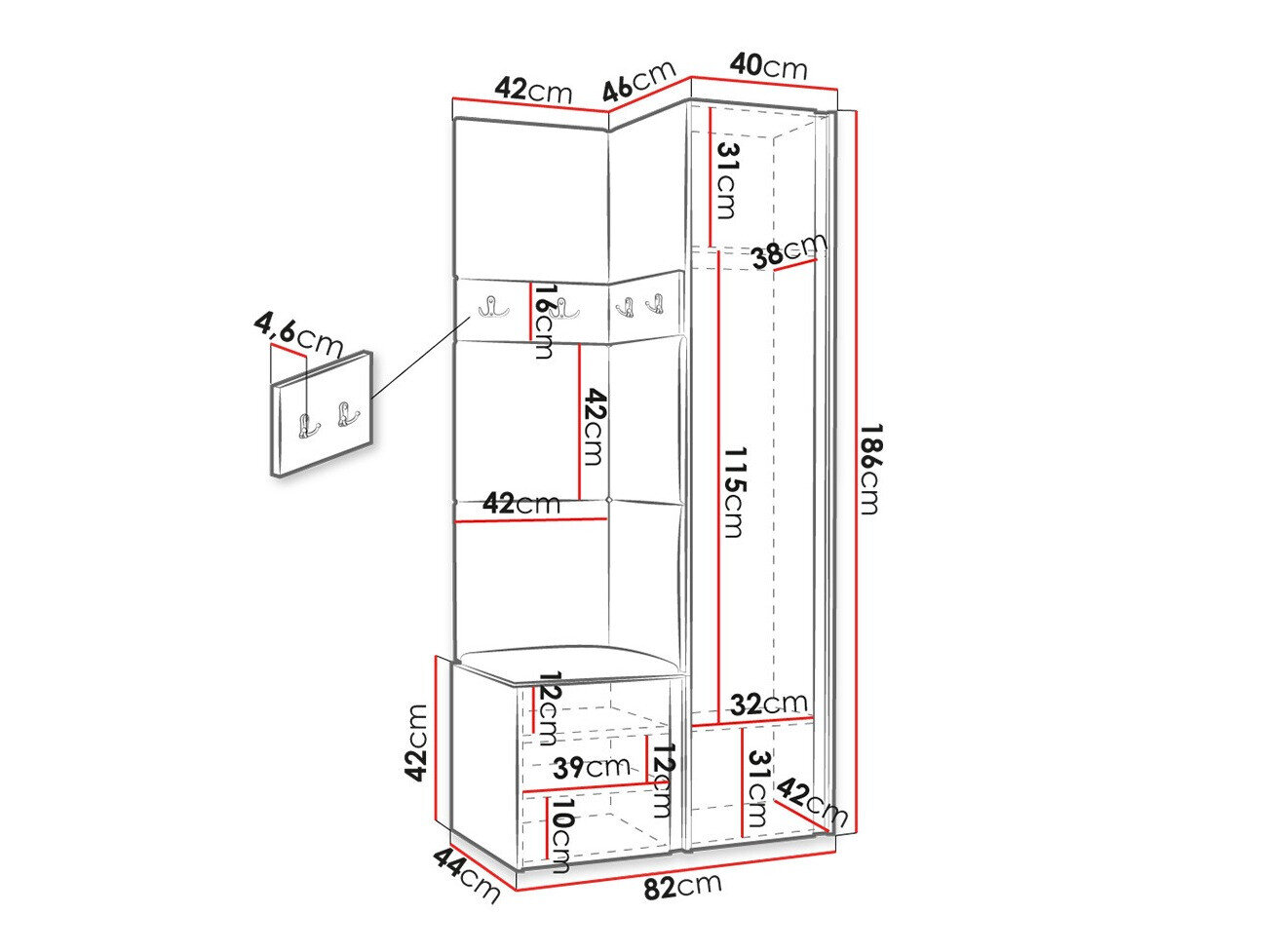Entrésæt Hartford 348 (Artisan eg + Sort)