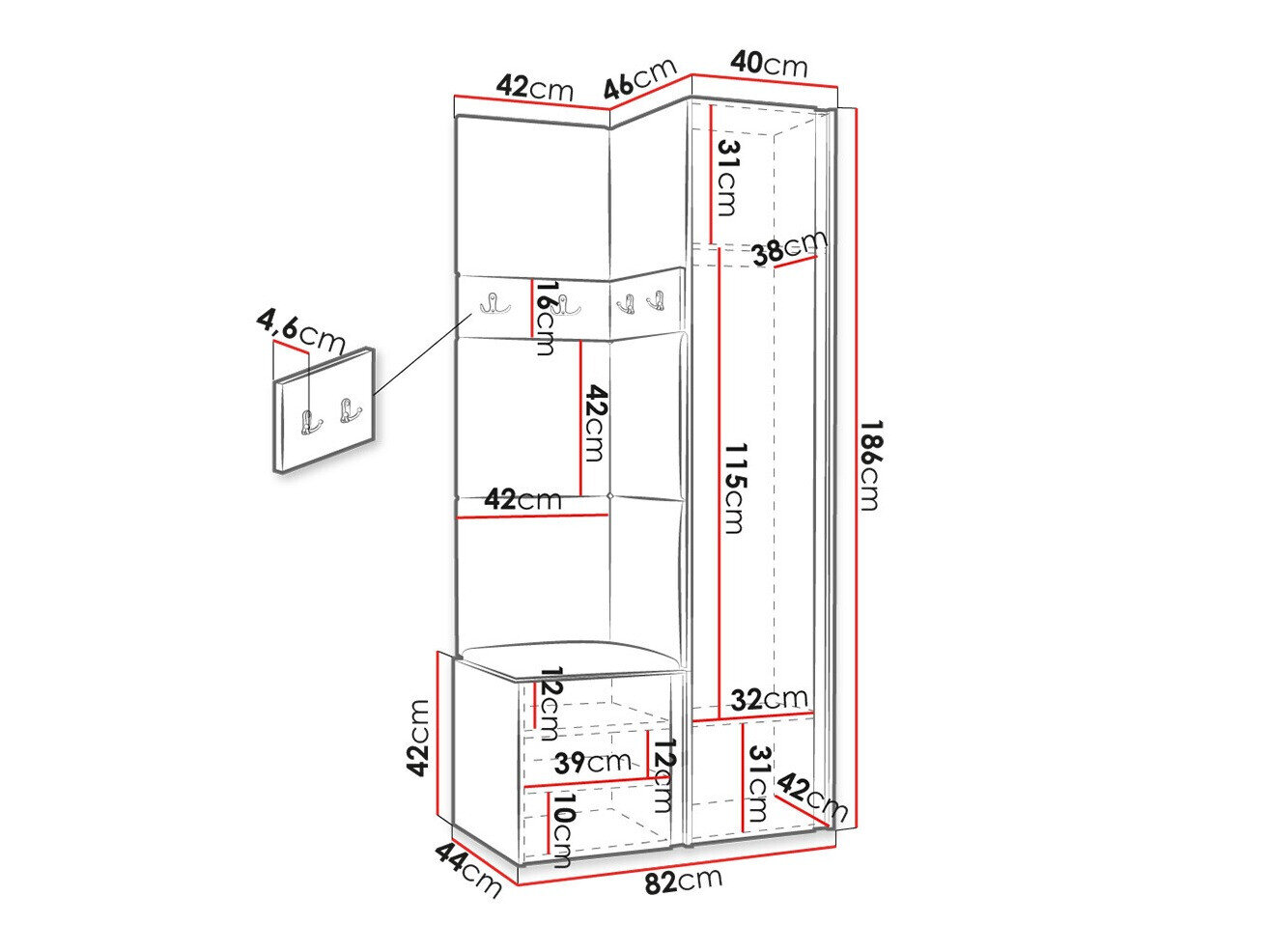 Entrésæt Hartford 354 (Artisan eg + Sort)