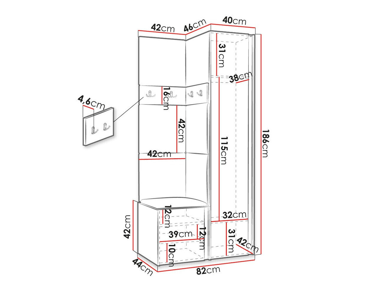 Entrésæt Hartford 354 (Grafit)