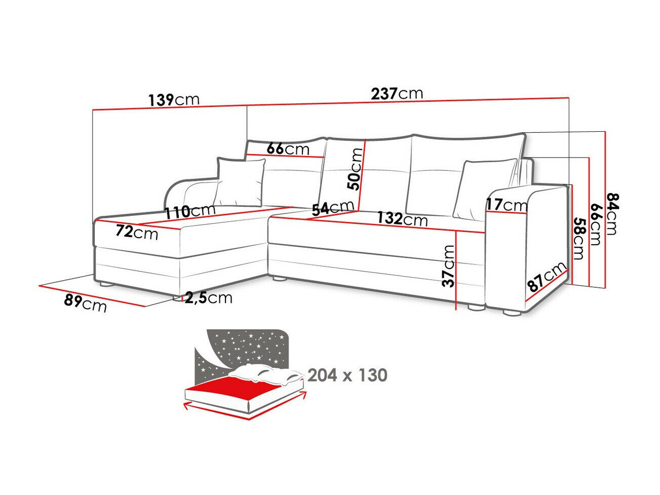 Hjørnesofa Memphis 112 (Lux 6 + Lux 5)