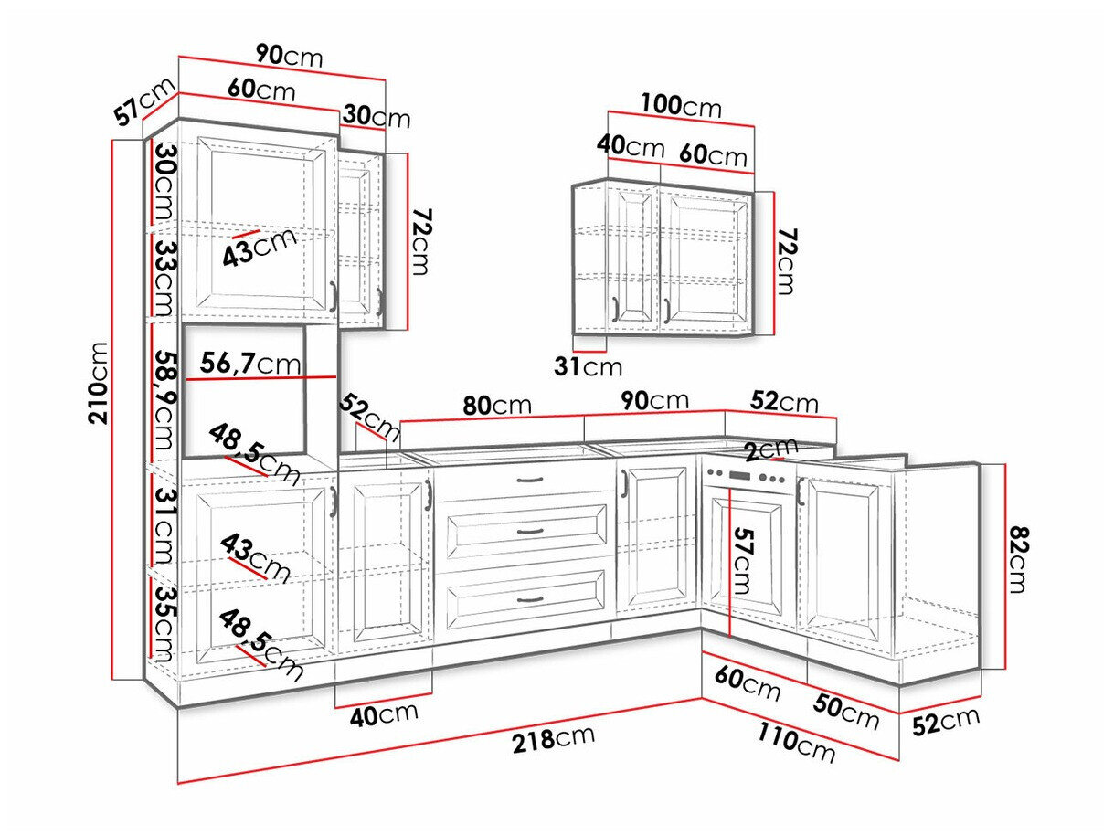 Modulkøkkensæt Retro Grey 148