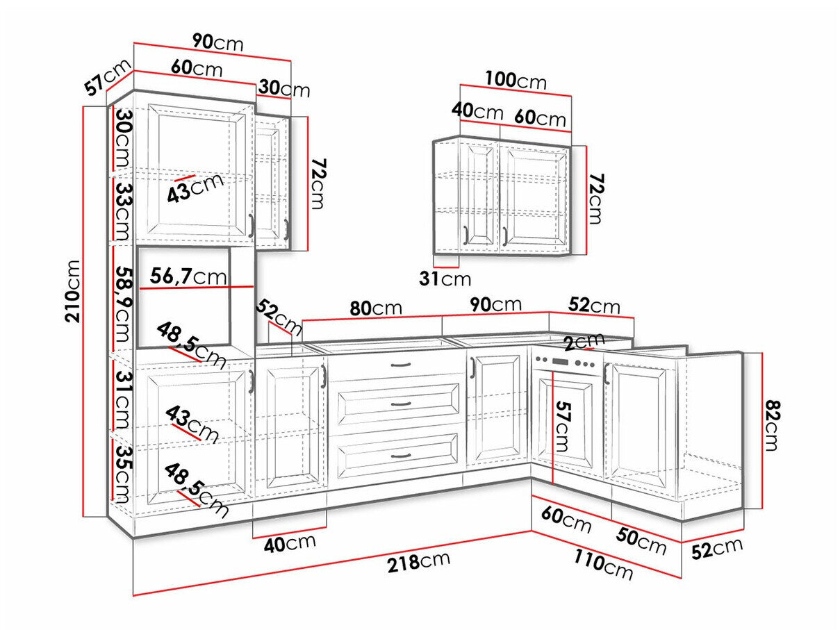 Modulkøkkensæt Retro Grey 148