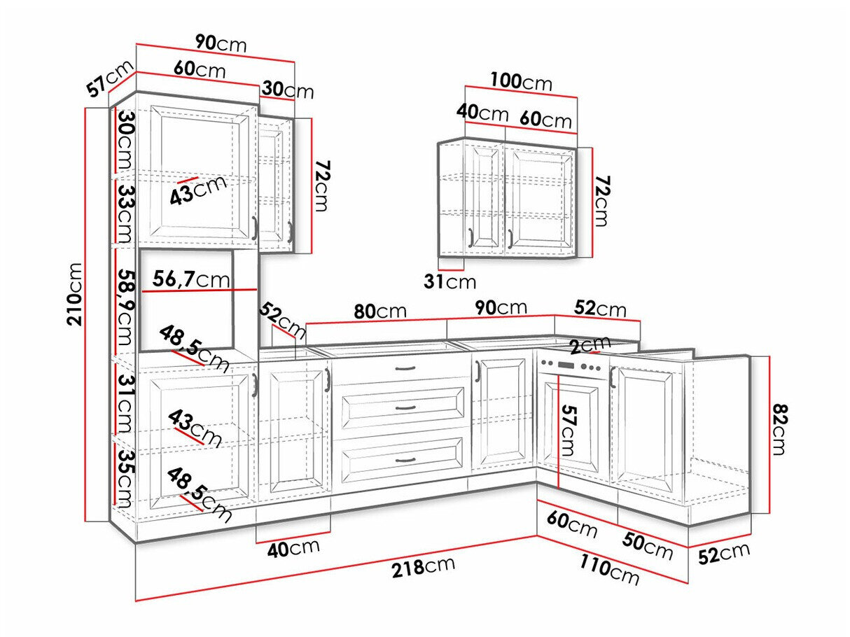 Modulkøkkensæt Retro White 148