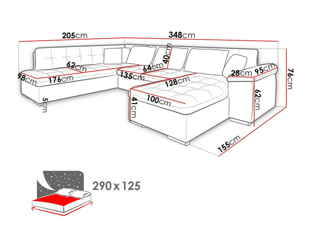 Hjørnesofa Comfivo 140 (Soft 017 + Lux 05 + Lux 06)