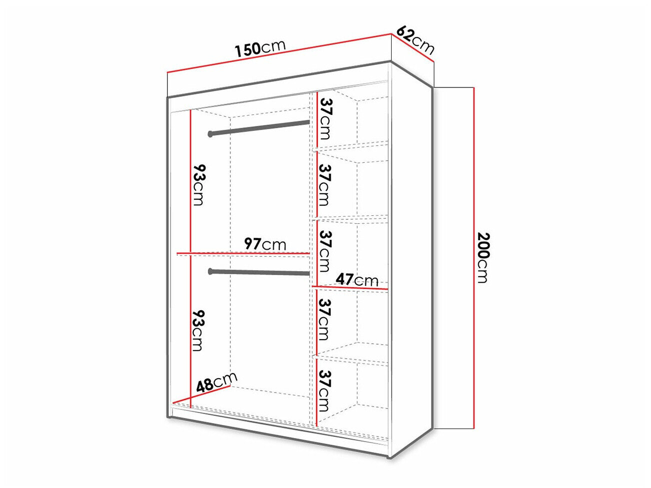 Garderobeskab Hartford 399 (Sort)