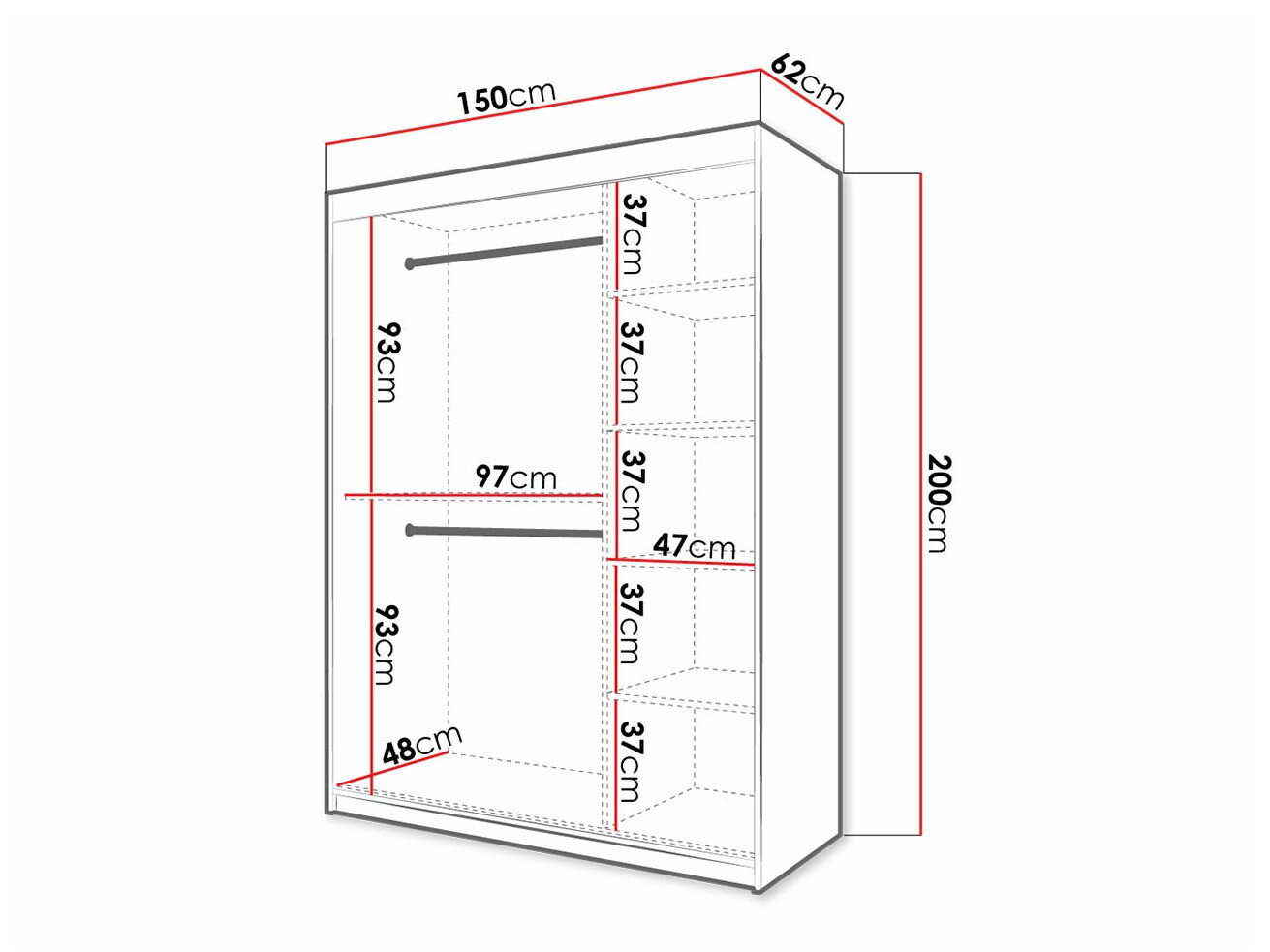 Garderobeskab Hartford 402 (Sort)