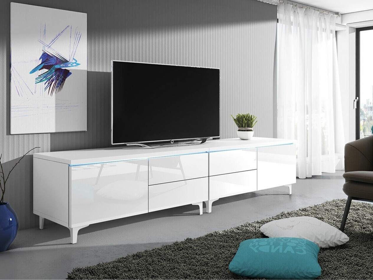 TV-bord Hortus I (Hvid + Glansfuld hvid)